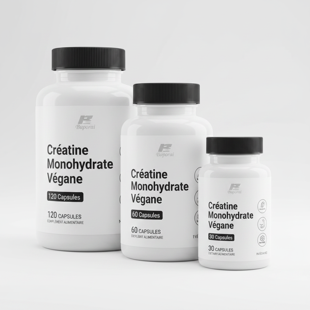 Créatine Monohydrate Végane — Performance, Endurance & Muscle | 30 / 60 / 120 Capsules