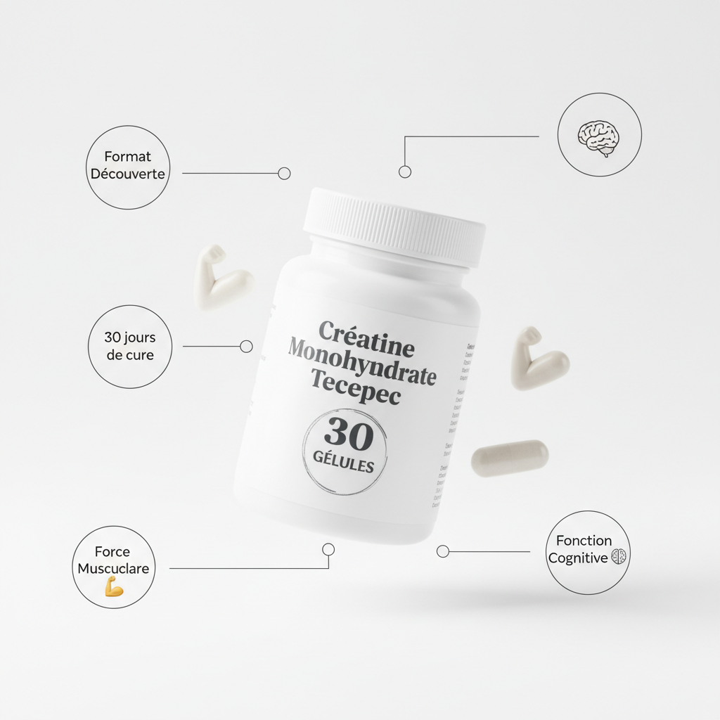 Créatine Monohydrate Tecepec — Force Musculaire & Fonction Cognitive | 30/60/120 Gélules