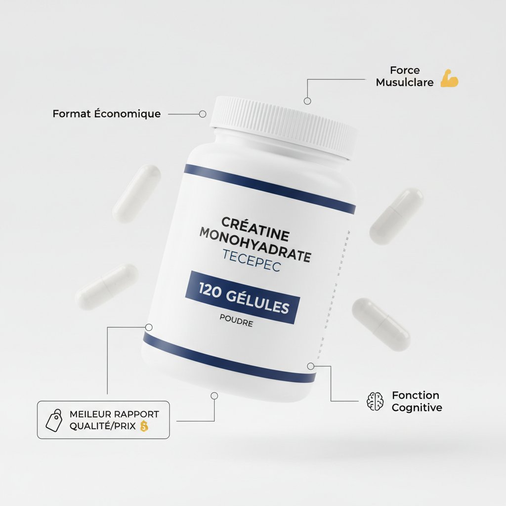 Créatine Monohydrate Tecepec — Force Musculaire & Fonction Cognitive | 30/60/120 Gélules