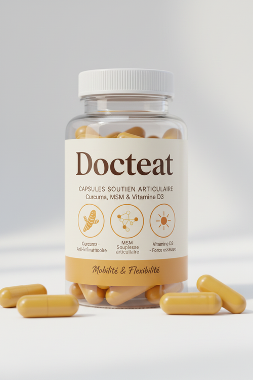 Capsules Soutien Articulaire Docteat — Curcuma, MSM & Vitamine D3 | Mobilité & Flexibilité