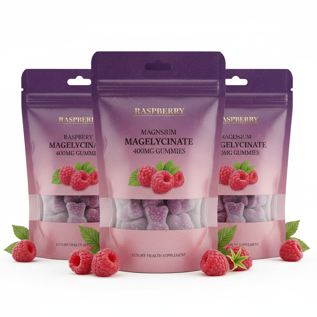 Gummies Magnésium Bisglycinate 400mg — Saveur Framboise | Détente, Sommeil & Muscles
