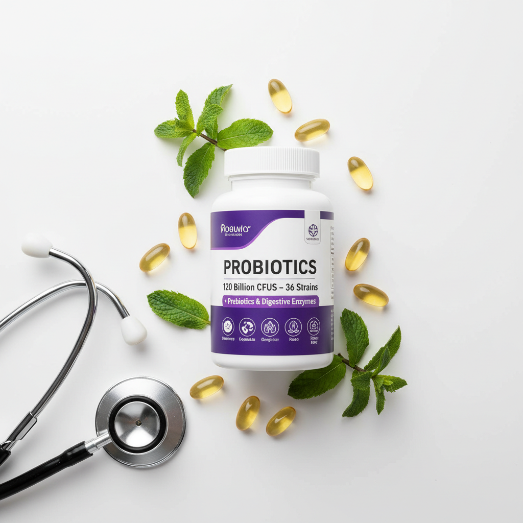 Probiotiques 120 Milliards CFU — 36 Souches + Prébiotiques & Enzymes Digestifs