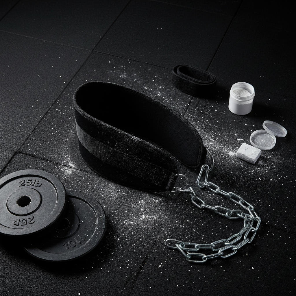 Ceinture de Traction Lestée avec Chaîne — Double Anneau en D | Sangle d'Haltérophilie