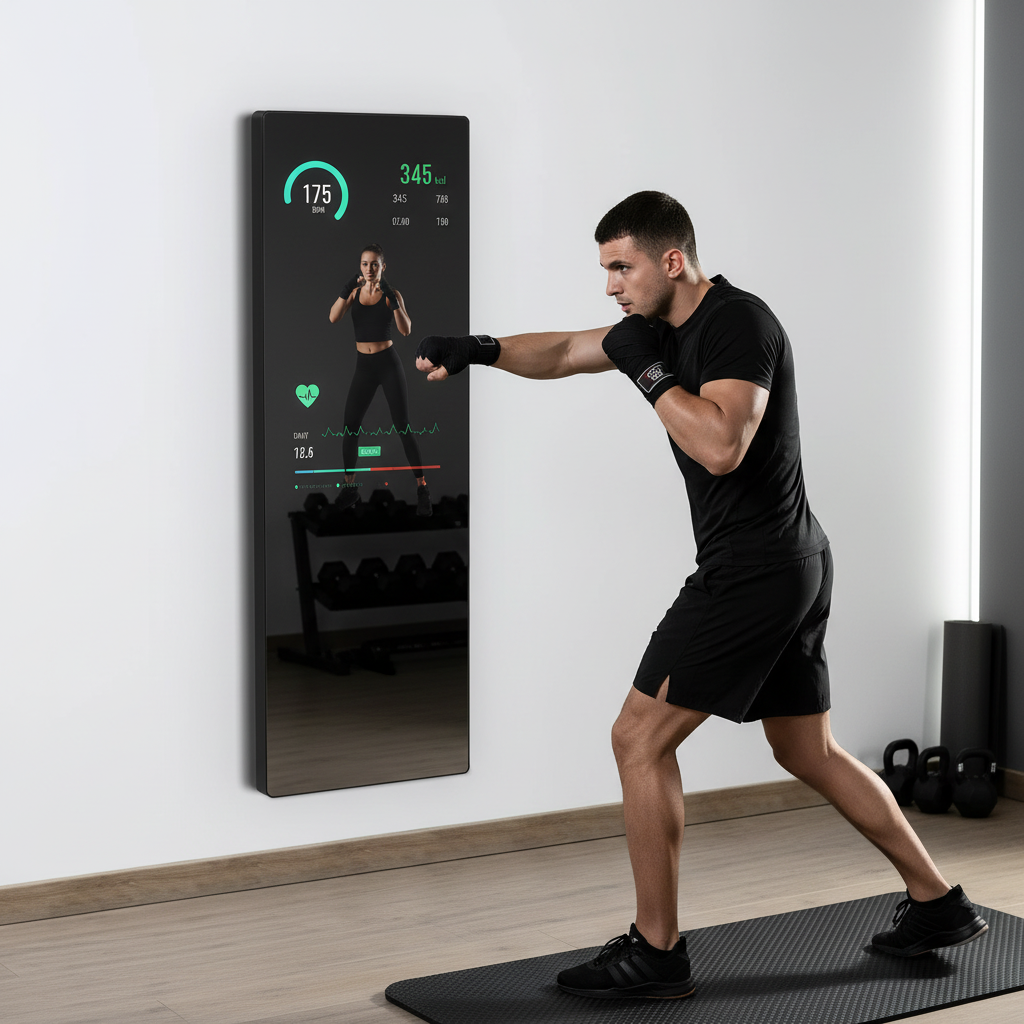 Miroir Fitness Interactif 32" — Écran Tactile Full HD, Wi-Fi & Bluetooth | Entraînement à Domicile