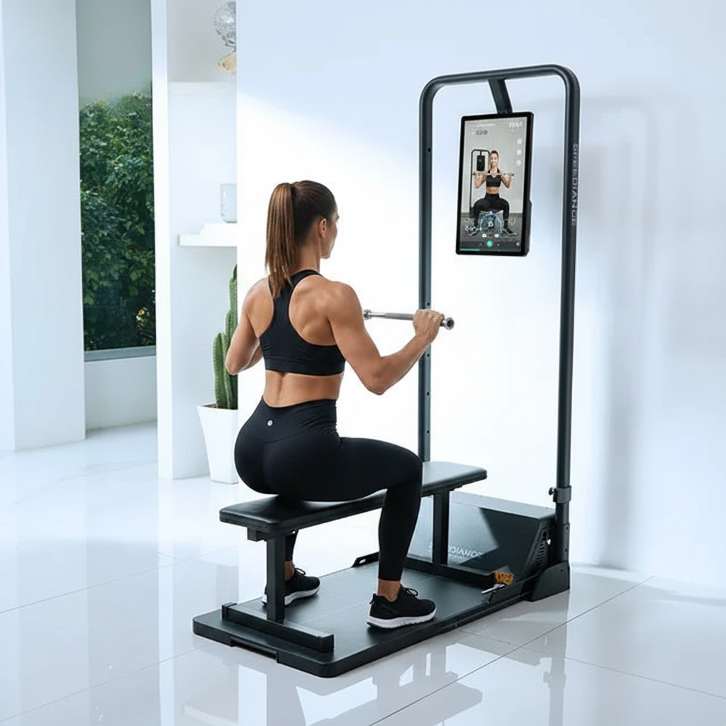 Machine de Fitness Connectée — Écran Tactile HD 21,5" | Entraînement Force & Cardio | Home Gym