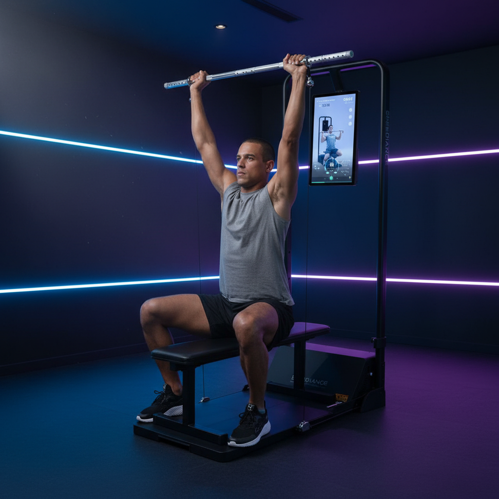 Machine de Fitness Connectée — Écran Tactile HD 21,5" | Entraînement Force & Cardio | Home Gym