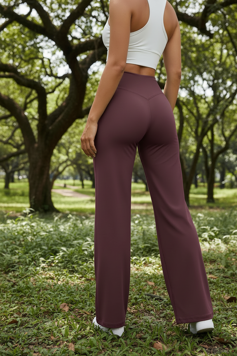 Pantalon de Yoga Femme SoftMotion — Jambe Droite, Taille Mi-Haute | Sensation Peau Nue | Running & Pilates | XS à XL